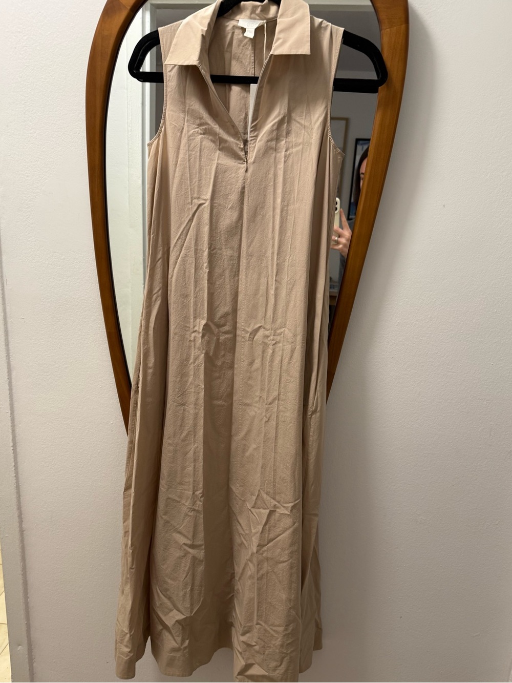 COS NWT Sleeveless Collared Maxi Dress in Beige
